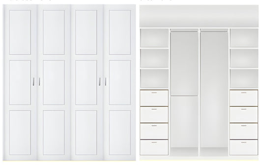 4 door Polyurethane hinged door wardrobe (3 panel door Layout)