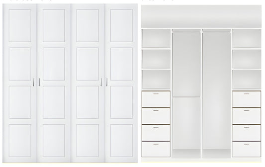 4 door Polyurethane hinged door wardrobe (4 panel door Layout)