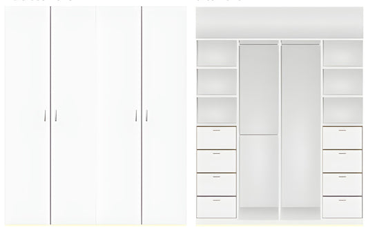 4 door Polyurethane hinged door wardrobe (Plain door layout)
