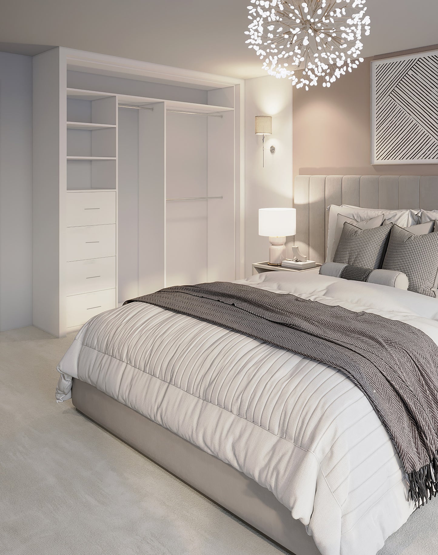 2-Door Mirror 3 panel built-in Wardrobe