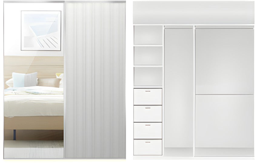 2-Door Mirror and Frosty oak Wardrobe