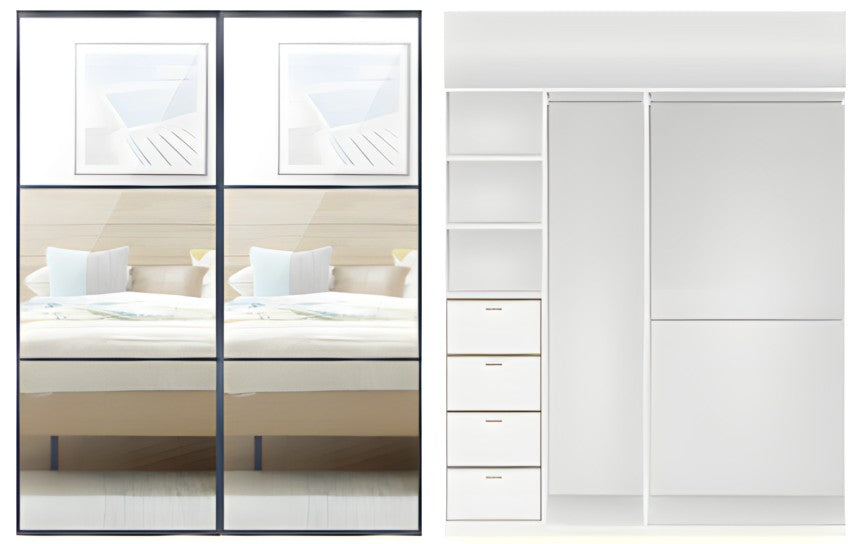 2-Door Mirror 3 panel built-in Wardrobe