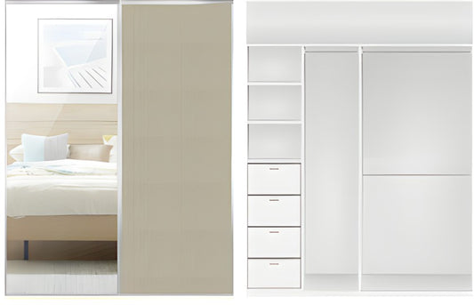 2-Door Mirror and oyster oak Wardrobe