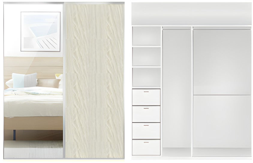 2-Door Mirror and ravine oak Wardrobe