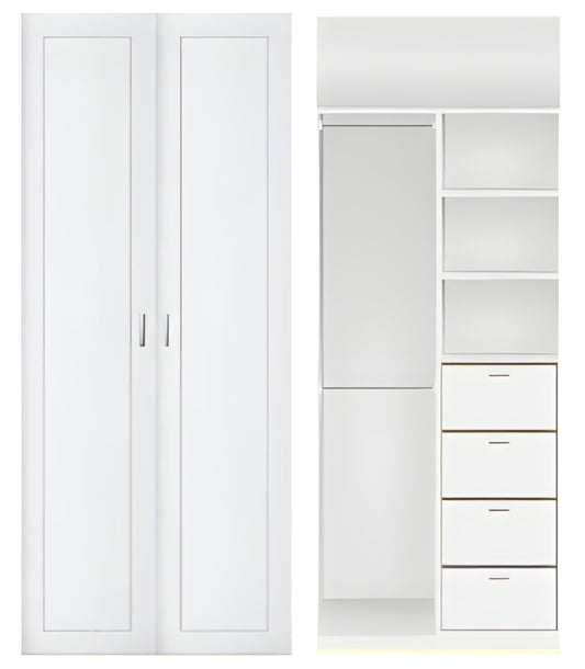 2 door Polyurethane hinged door wardrobe (1 panel door layout)