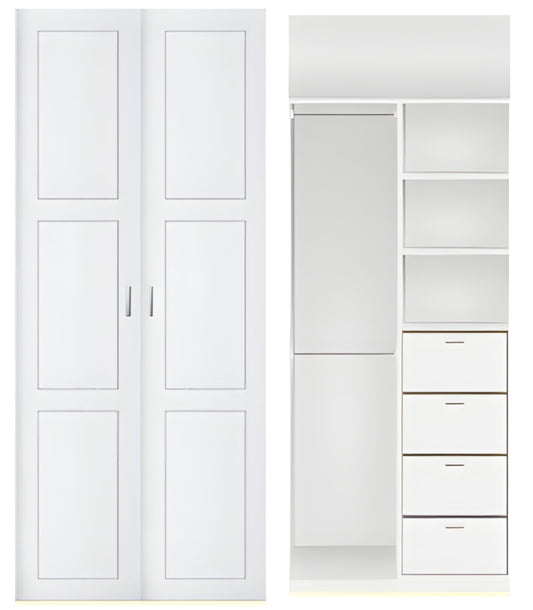 2 door Polyurethane hinged door wardrobe (3 panel door layout)