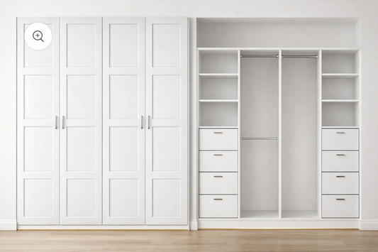 4 door Polyurethane hinged door wardrobe (4 panel door Layout)