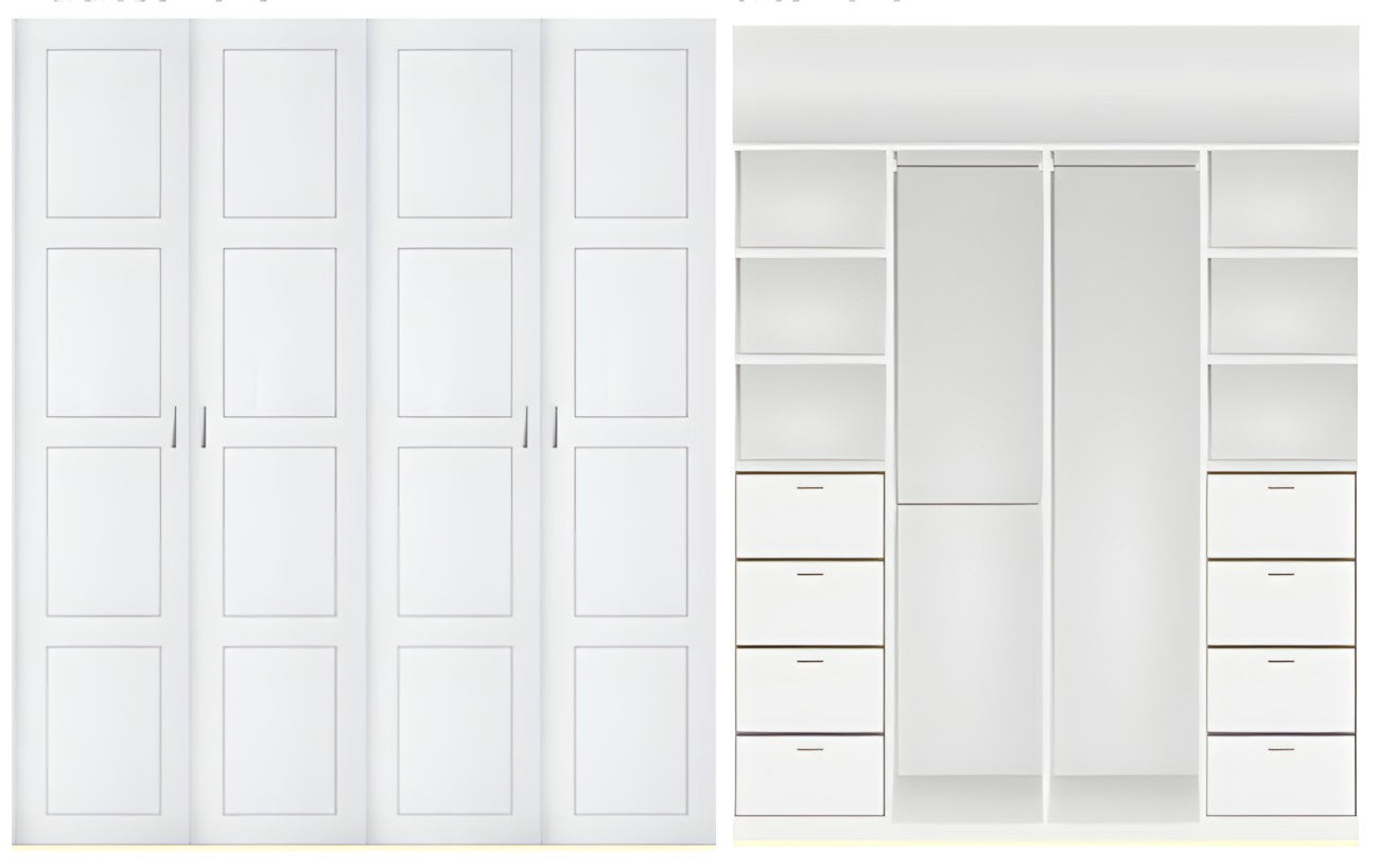 4 door Polyurethane hinged door wardrobe (4 panel door Layout)