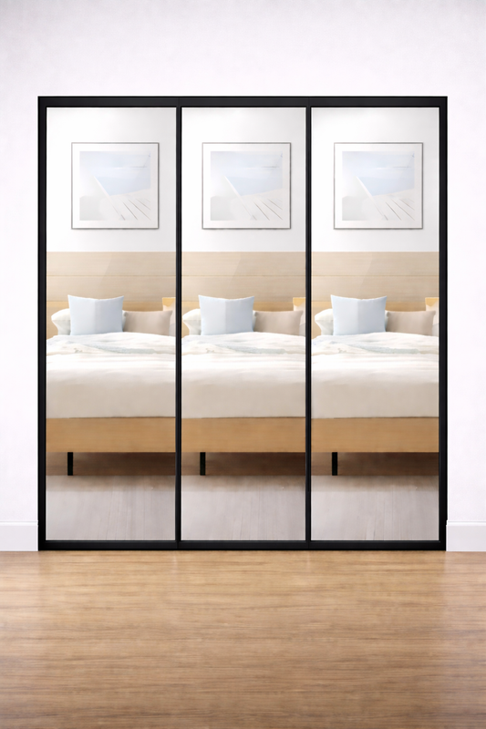 3-Door Mirror/ Colour Glass Wardrobe COMPLETE WARDROBE