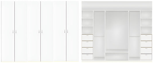 6 door Polyurethane hinged door wardrobe (Plain profile door Layout)