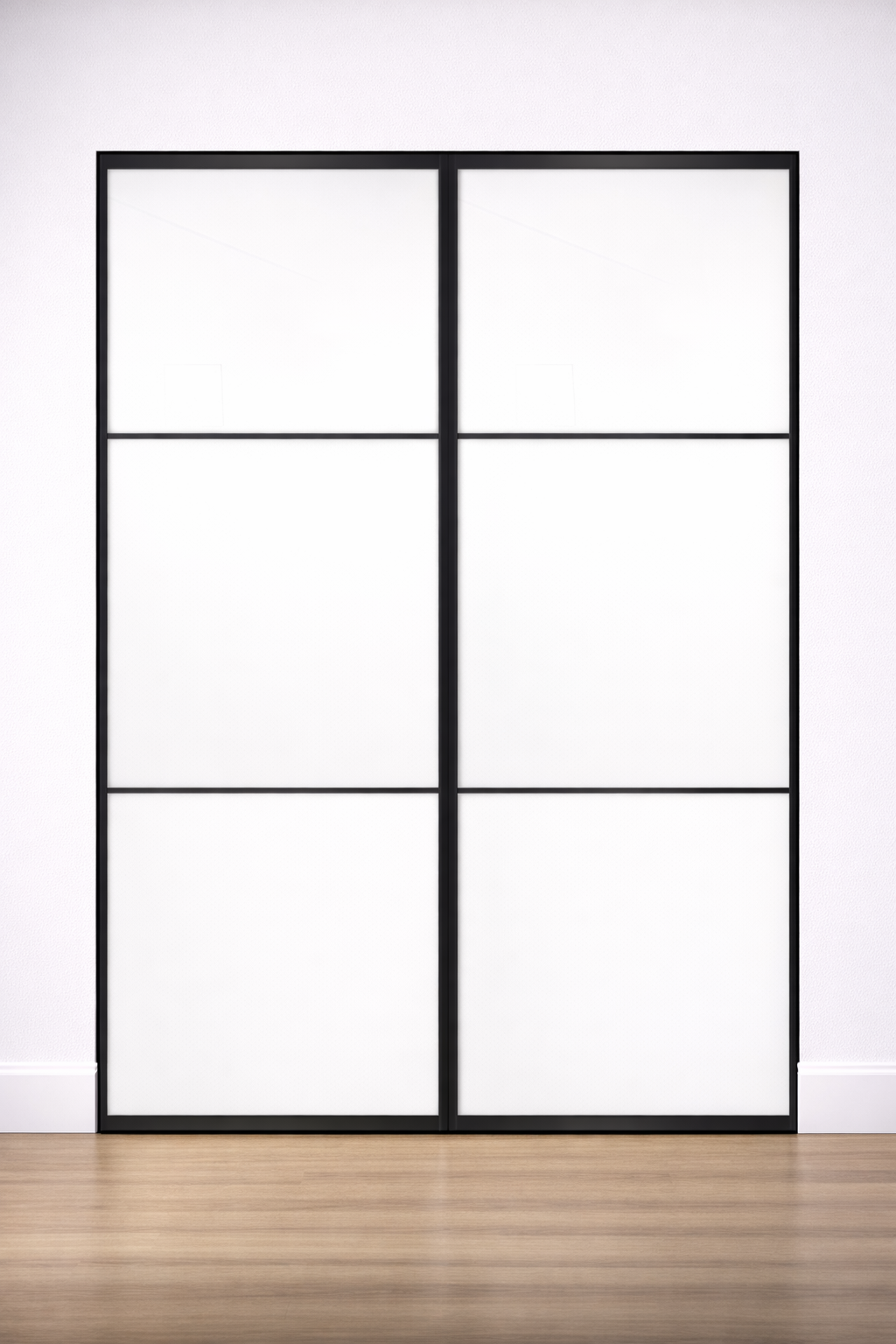 2-Door Super White 3 panel split glass COMPLETE WARDROBE