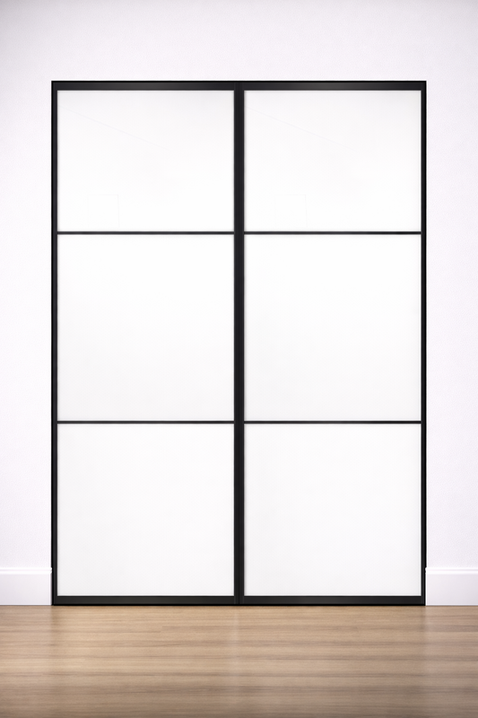 2-Door Super White 3 panel split glass COMPLETE WARDROBE