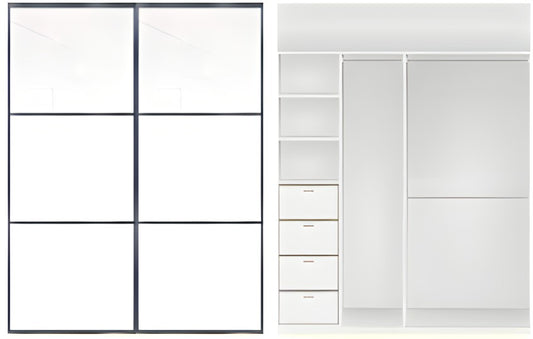 2-Door Super white 3 panel Wardrobe